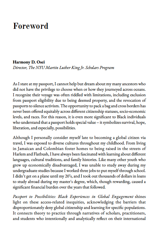 Passport to Possibilities: Black Experiences in Global Engagement